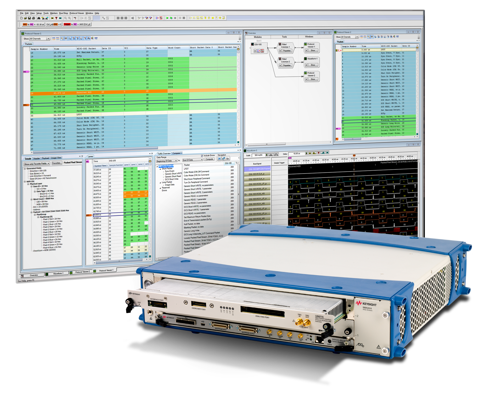 Анализатор протокола и тестер интерфейсов MIPI D-PHY в формате AXIe Keysight (Agilent) U4421A